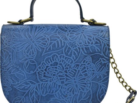 Anuschka Flap Crossbody Tooled Butterfly Ocean Leather on Sale