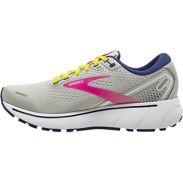 Women s Brooks Ghost 14 Grey Pink Sulphur Spring Mesh Cheap