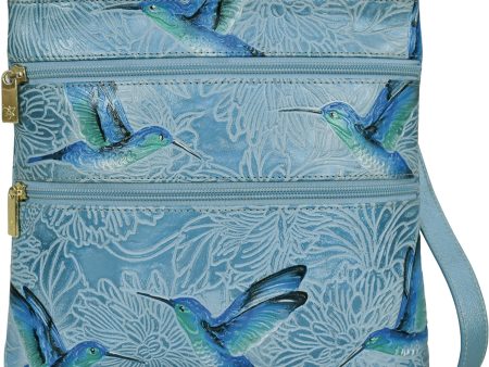 Anuschka Medium Crossbody Tooled Birds Sky Leather Sale