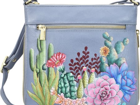 Anuschka Expandable Travel Crossbody Desert Garden Leather Supply