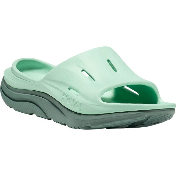 Unisex Hoka Ora Recovery Slide 3 Mint Green Trellis EVA Sale