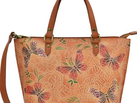 Anuschka Medium Tote Tooled Butterfly Multi Leather Supply