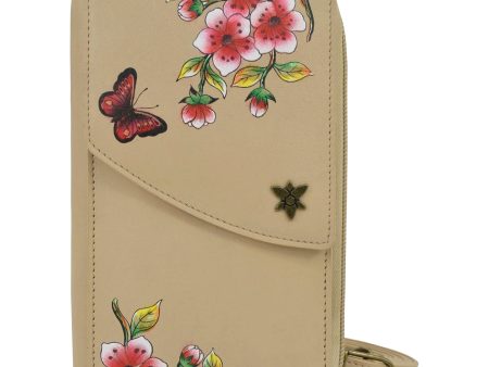 Anuschka Crossbody Phone Case Flower Garden Almond Leather Sale