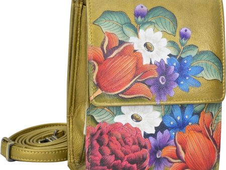 Anuschka Triple Compartment Crossbody Organizer Dreamy Floral Leather Supply