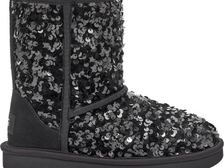 Kid s UGG Classic Short Chunky Sequin Black Discount