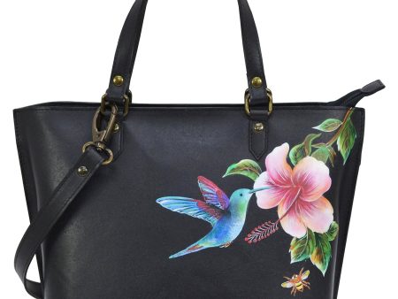 Anuschka Medium Tote Hummingbird Black Leather Online Hot Sale