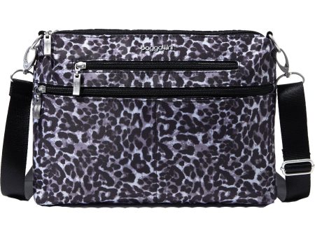 Baggallini City Crossbody Grey Wild Cheetah Nylon on Sale