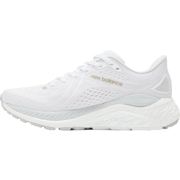 Women s New Balance W860W13 Fresh Foam X White Light Aluminum Light Gold Mesh Fashion