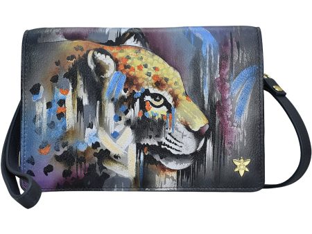 Anuschka Organizer Crossbody Abstract Leopard Leather Hot on Sale