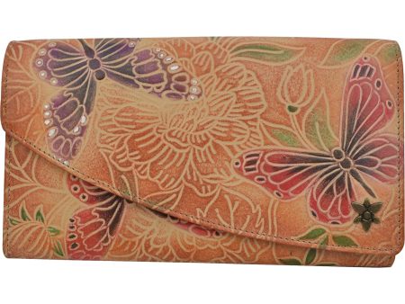 Anuschka Accordion Flap Wallet Tooled Butterfly Multi Leather Hot on Sale