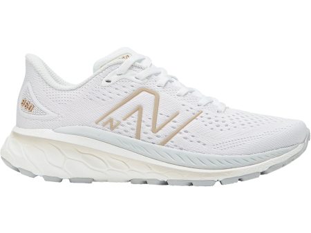 Women s New Balance W860W13 Fresh Foam X White Light Aluminum Light Gold Mesh Fashion