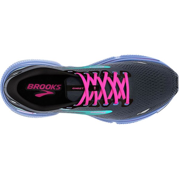 Women s Brooks Ghost 15 Black Blue Aruba Mesh Fashion