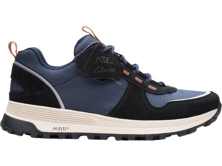 Men s Clarks ATL Trek Walk Navy Combi Leather Textile For Cheap