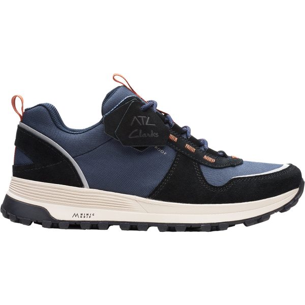 Men s Clarks ATL Trek Walk Navy Combi Leather Textile For Cheap