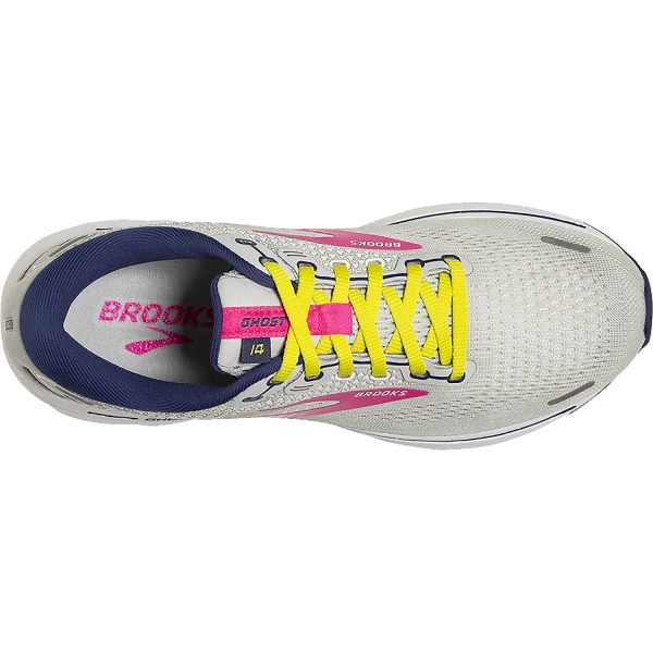 Women s Brooks Ghost 14 Grey Pink Sulphur Spring Mesh Cheap