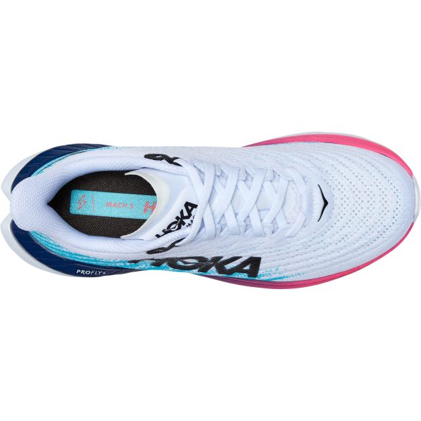 Women s Hoka Mach 5 White Scuba Blue Mesh Online Hot Sale