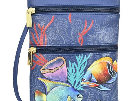 Anuschka Mini Double Zip Travel Crossbody Mystical Reef Leather Online Sale