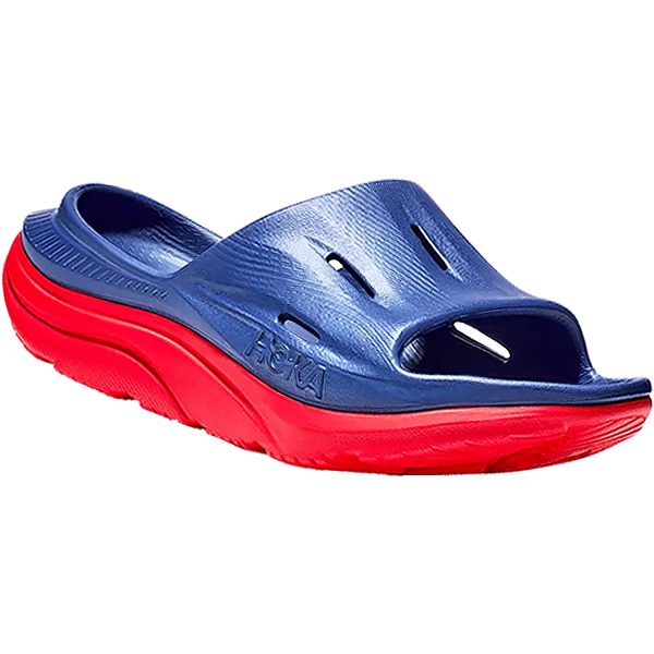 Unisex Hoka Ora Recovery Slide 3 Bellwether Blue Red EVA For Discount