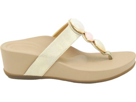 Women s Aetrex Alyse Light Gold Leather Cheap