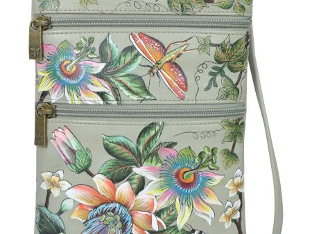 Anuschka Mini Double Zip Travel Crossbody Floral Passion Supply