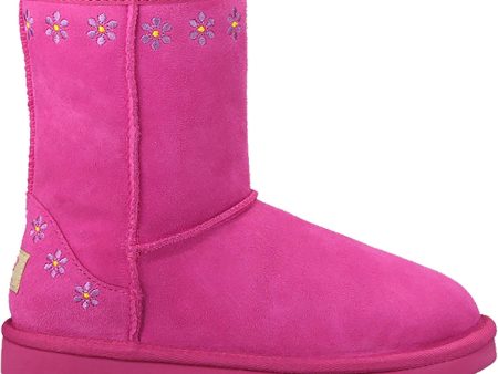 Kids  UGG Classic Embroidery Raspberry Sheepskin Online Hot Sale