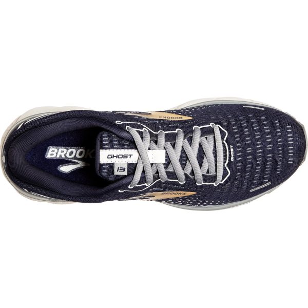 Men s Brooks Ghost 13 Peacoat Grey Gold Mesh Cheap