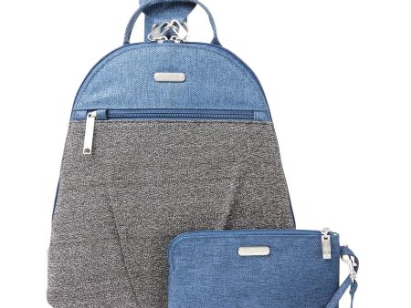 Baggallini Anti-Theft Convertible Backpack Steel Blue Fabric Cheap