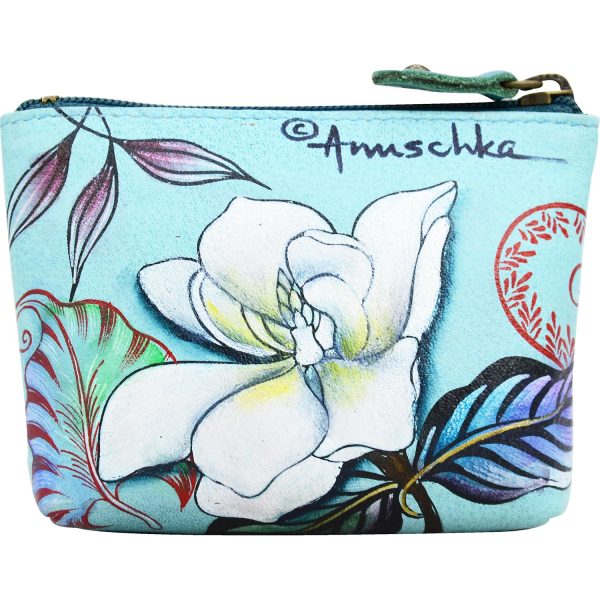 Anuschka Coin Pouch Jardin Bleu Leather Discount