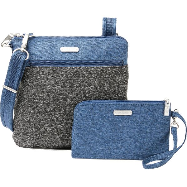 Baggallini Anti-Theft Slim Crossbody Steel Blue Fabric Online Sale