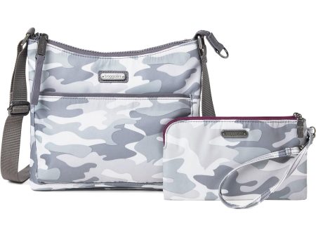 Baggallini Greenwich Crossbody Grey Camo Nylon Discount