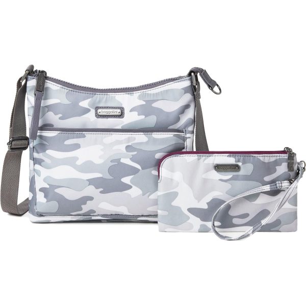 Baggallini Greenwich Crossbody Grey Camo Nylon Discount