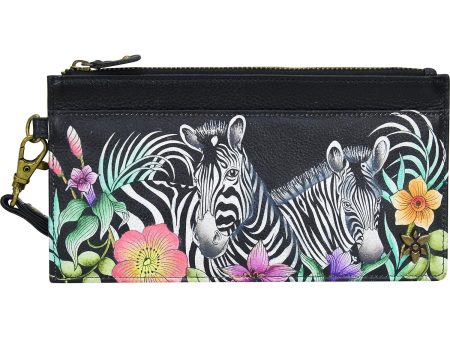 Anuschka Clutch Wristlet Organizer Playful Zebras Leather Cheap