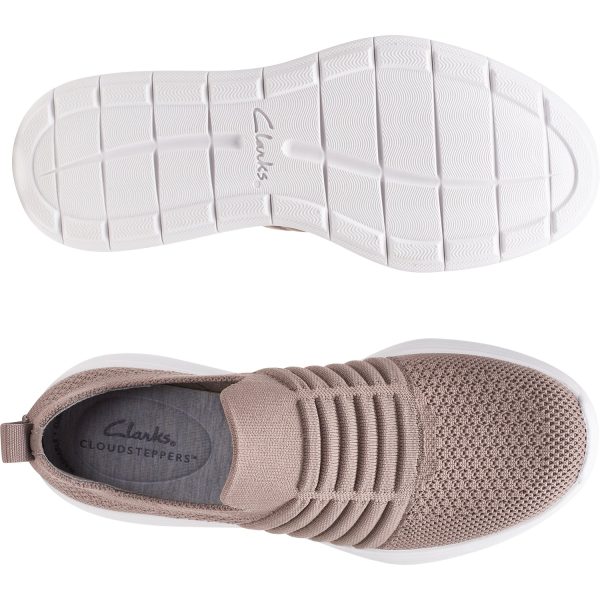 Women s Clarks Cloudsteppers Ezera Walk Dark Taupe Knit Fabric Online Sale